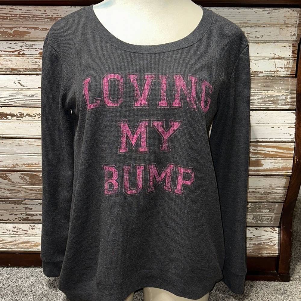 Motherhood Maternity Gray and Pink Long Sleeve Top